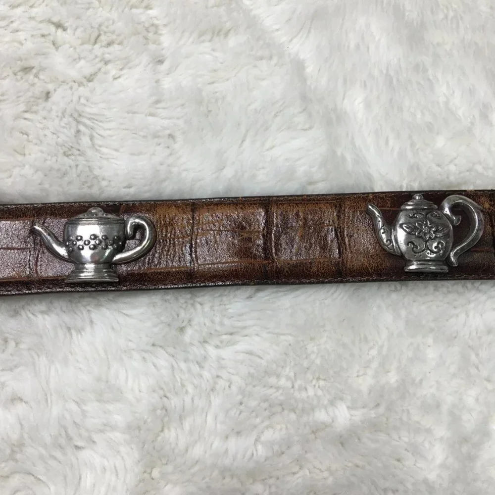 Brighton Women's Teapot Leather Belt Size M Length 36